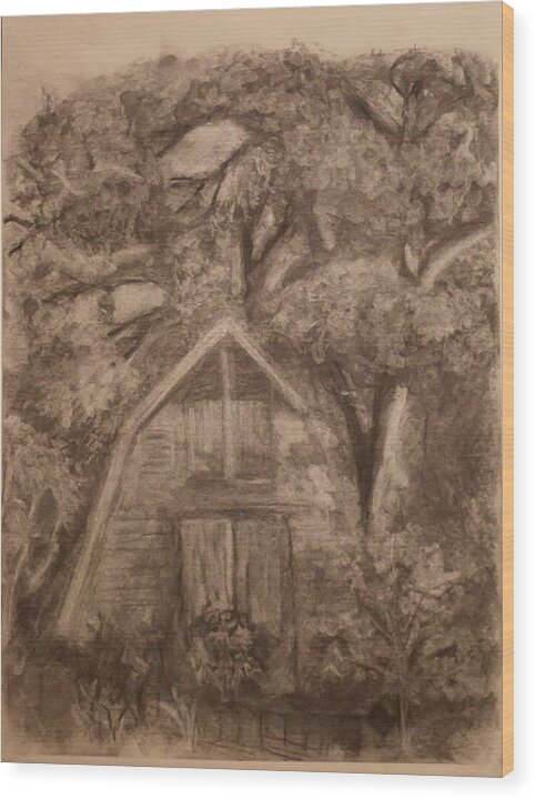 Barn and Garden - Wood Print